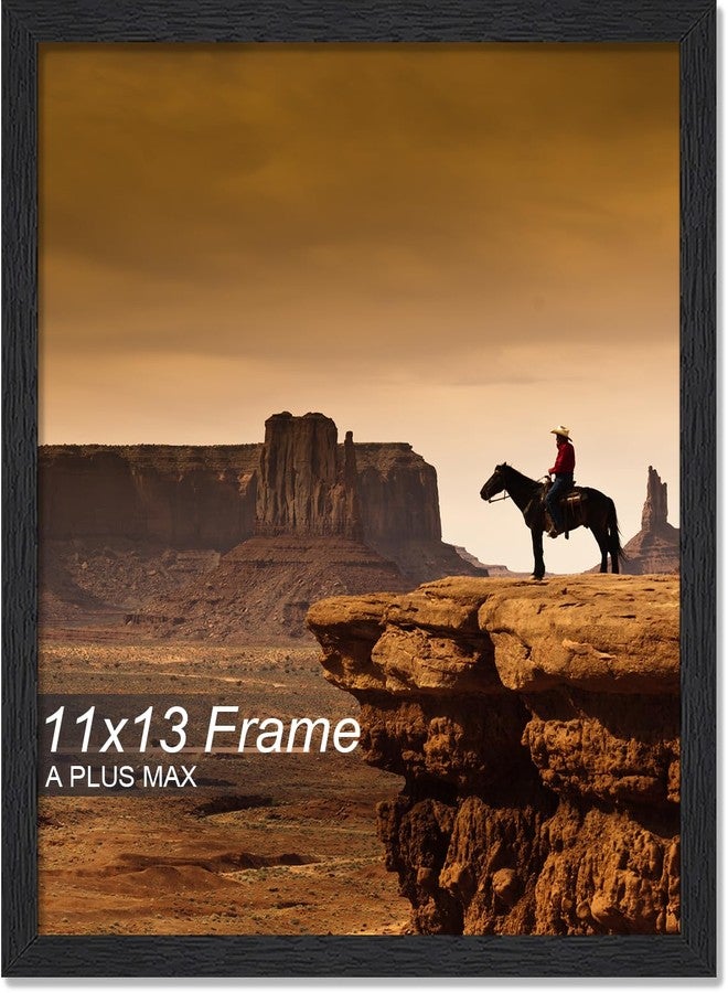 A PLUS MAX 11x13 Picture Frame, Black Engineered Wood Frame for 11 x 13 Inch Picture Poster Photo, Light Weight 11 by 13 Frame with Wood-grain for Wall - 1 Pack/Black/11 x13 - Image 1
